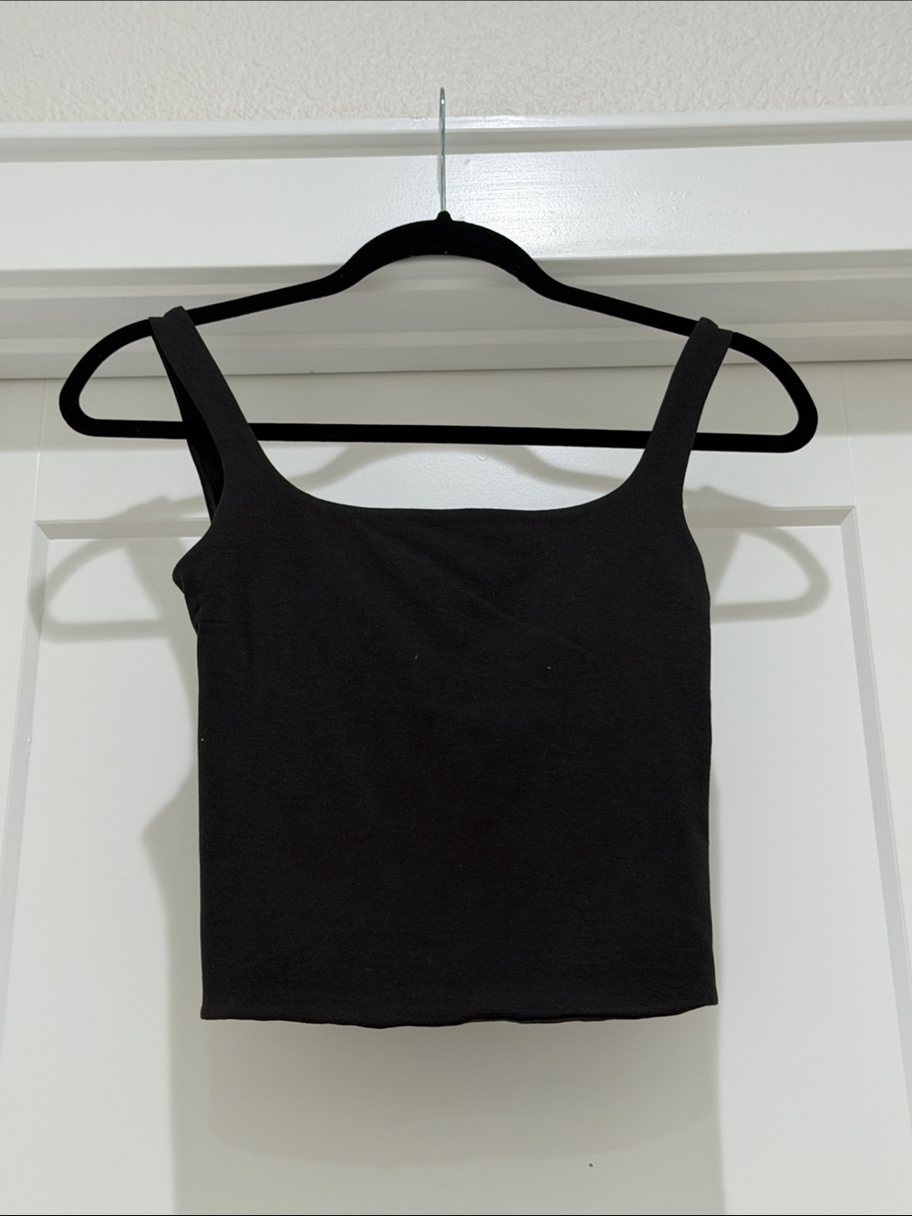 LNA Black Square Neck Crop Tank